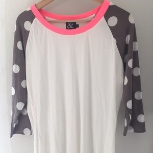 Ampersand Ave. Baseball Style Pink & Gray Top